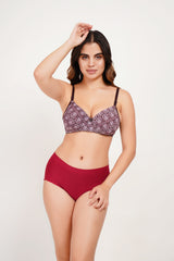 Ksvry Women’s Padded Printed Bra Dark Brown Color – Comfortable | Bridal