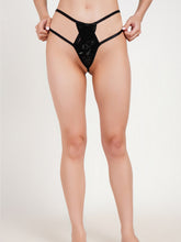 Women's Sheer Polka-Dot Mesh Thong – Low-Rise G-String Lingerie with Ruffle Trim and Red Satin Bow ( KSVRY)