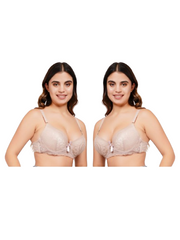 Ksvry Combo Pack of Two Women's Lace Wired Pushup Bra