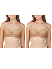 Ksvry Combo Pack of Two Women's Full Cup Underwired Push up Bra