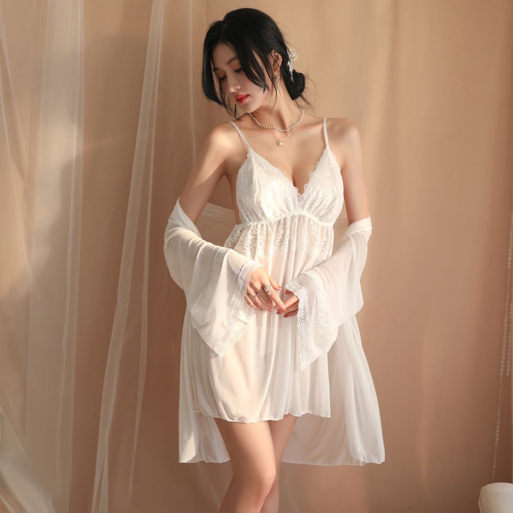 Ksvry Women's Lace Silk Satin Night Dress