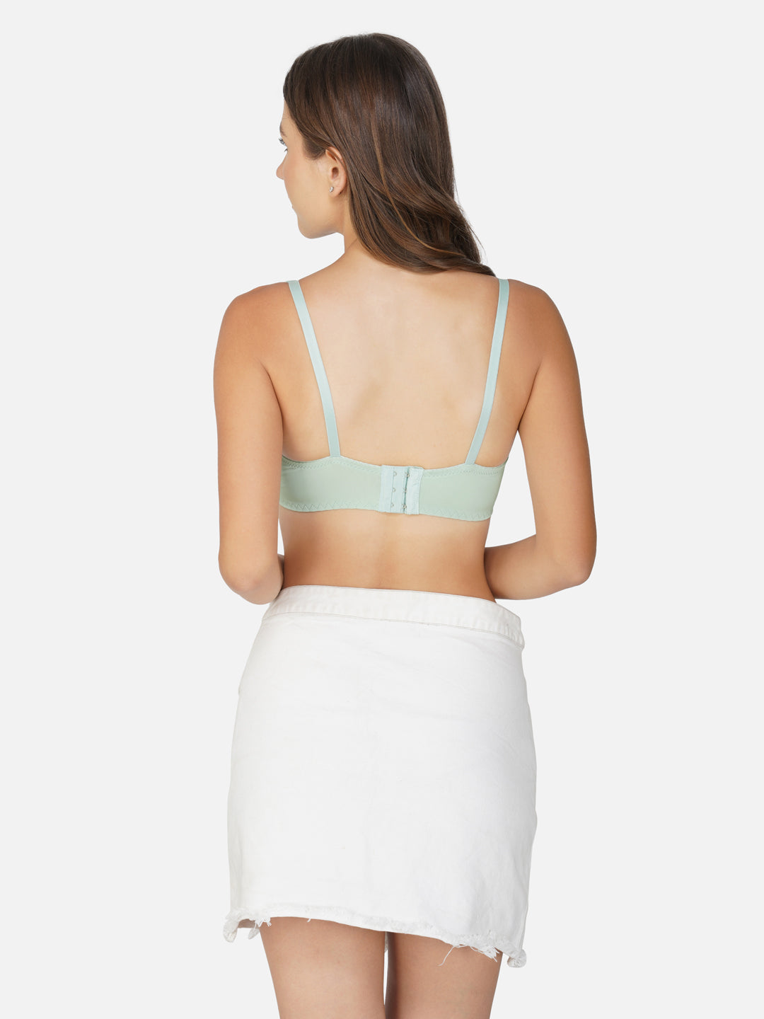 Ksvry Women's Double Padded Bra With Ring and Half Net Lace