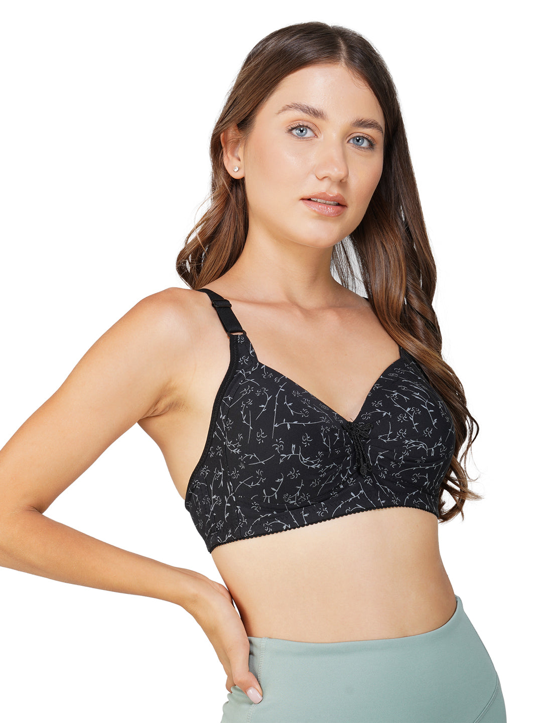 Ksvry Women's Flower Print Single Padded Wire Less Bra