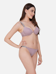 Ksvry Women's Lingerie Set of Floral Lace Padded Bras