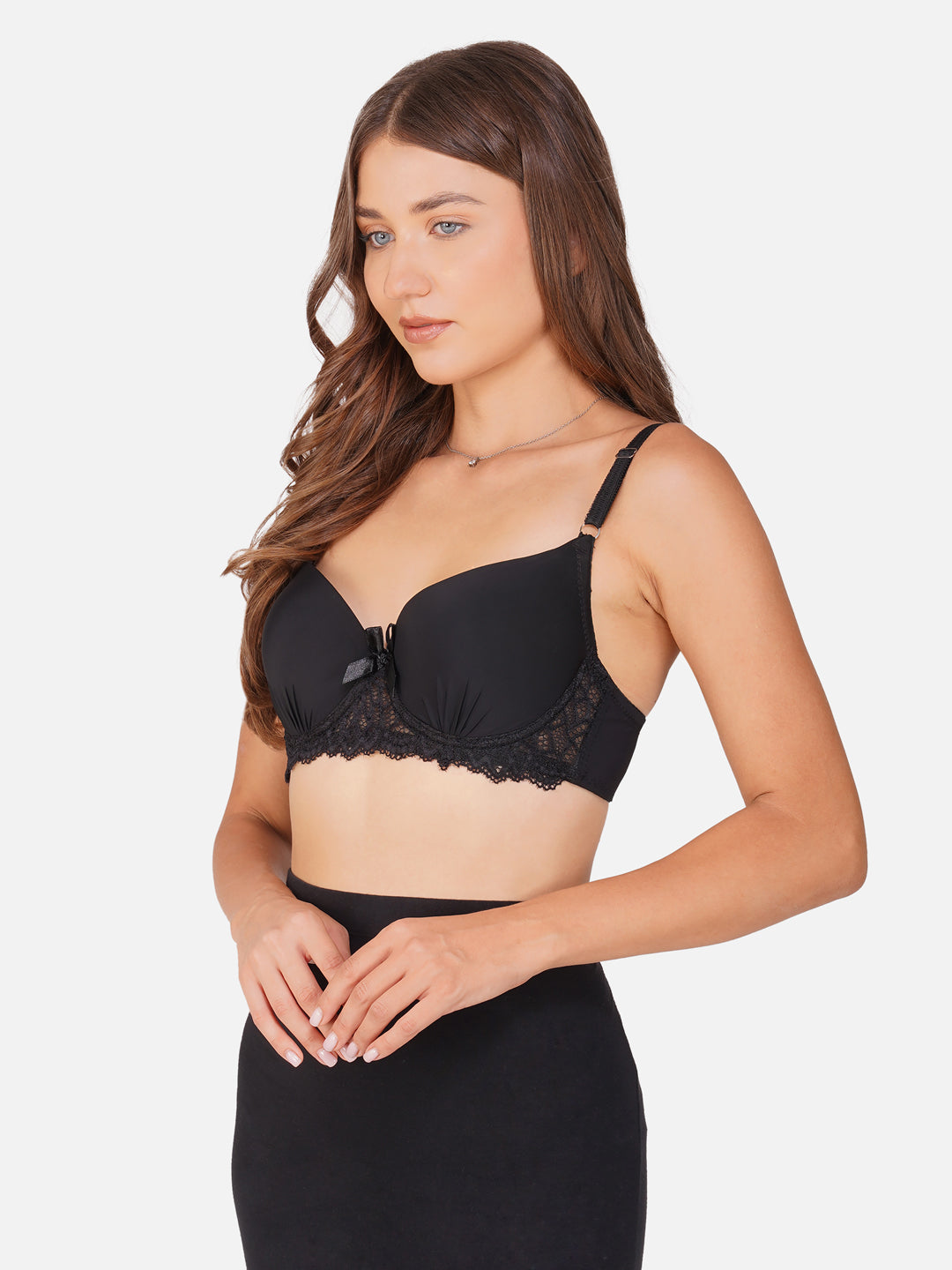 Ksvry Women's Plain With Lace B Cup Bra