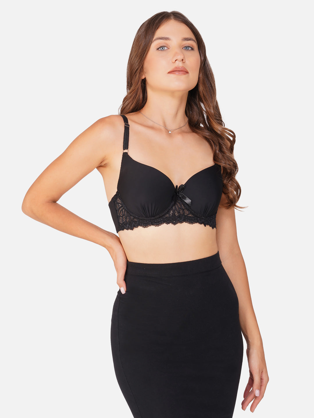 Ksvry Women's Plain With Lace B Cup Bra