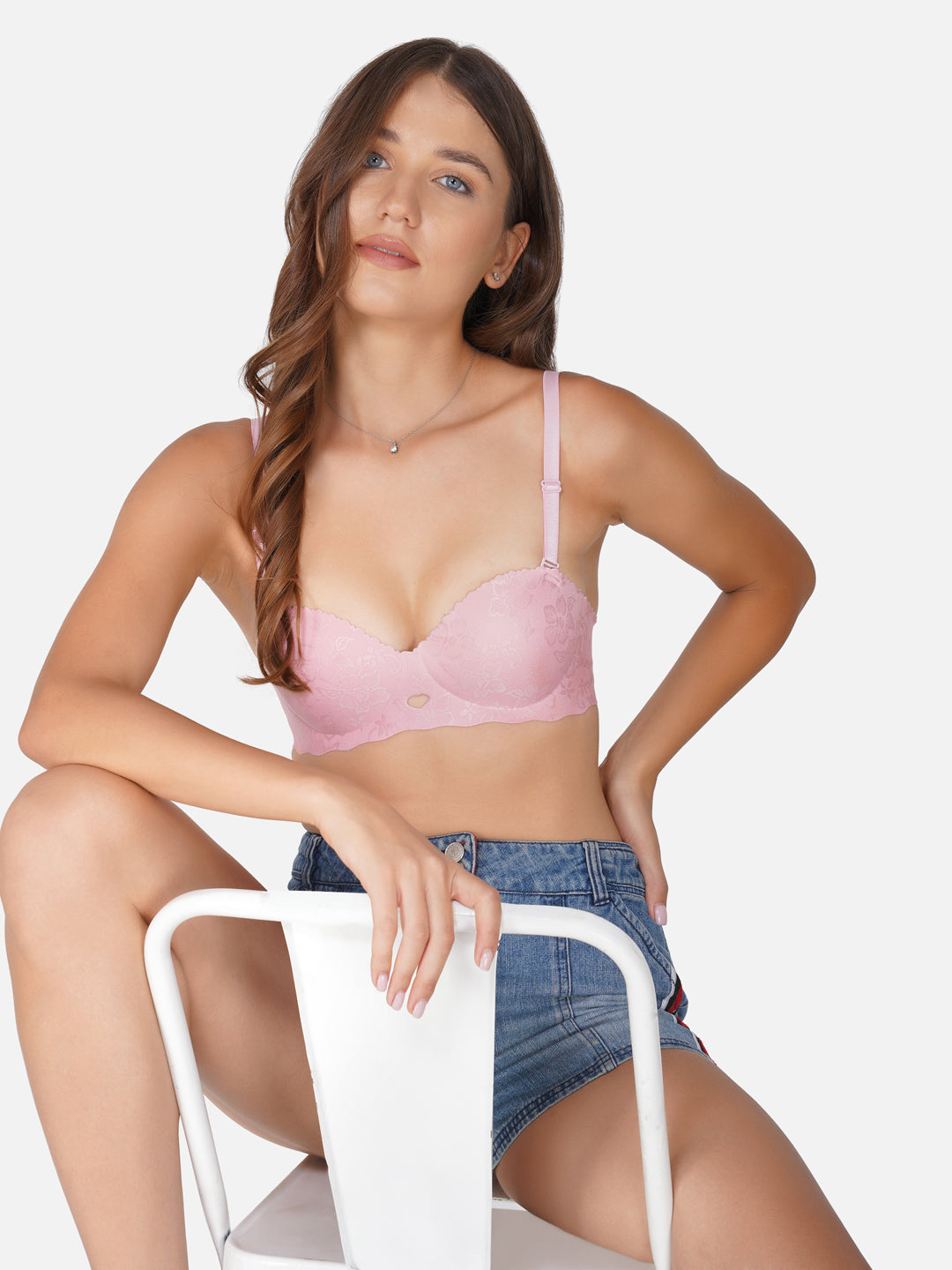 Ksvry Women's Plain With Lace B & D Cup Bra