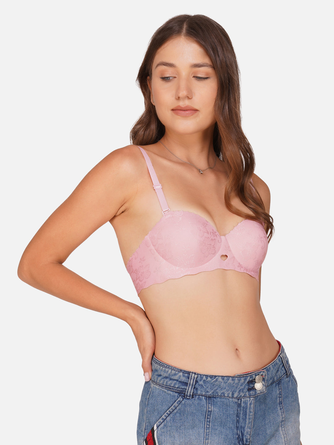 Ksvry Women's Plain With Lace B & D Cup Bra
