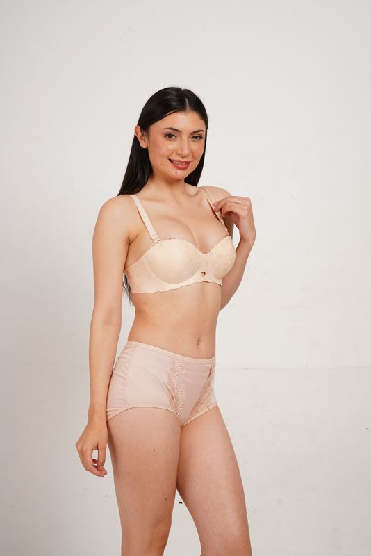 Ksvry Women's Plain With Lace B & D Cup Bra