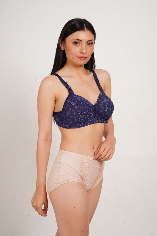 Ksvry Women's Flower Print Single Padded Wire Less Bra