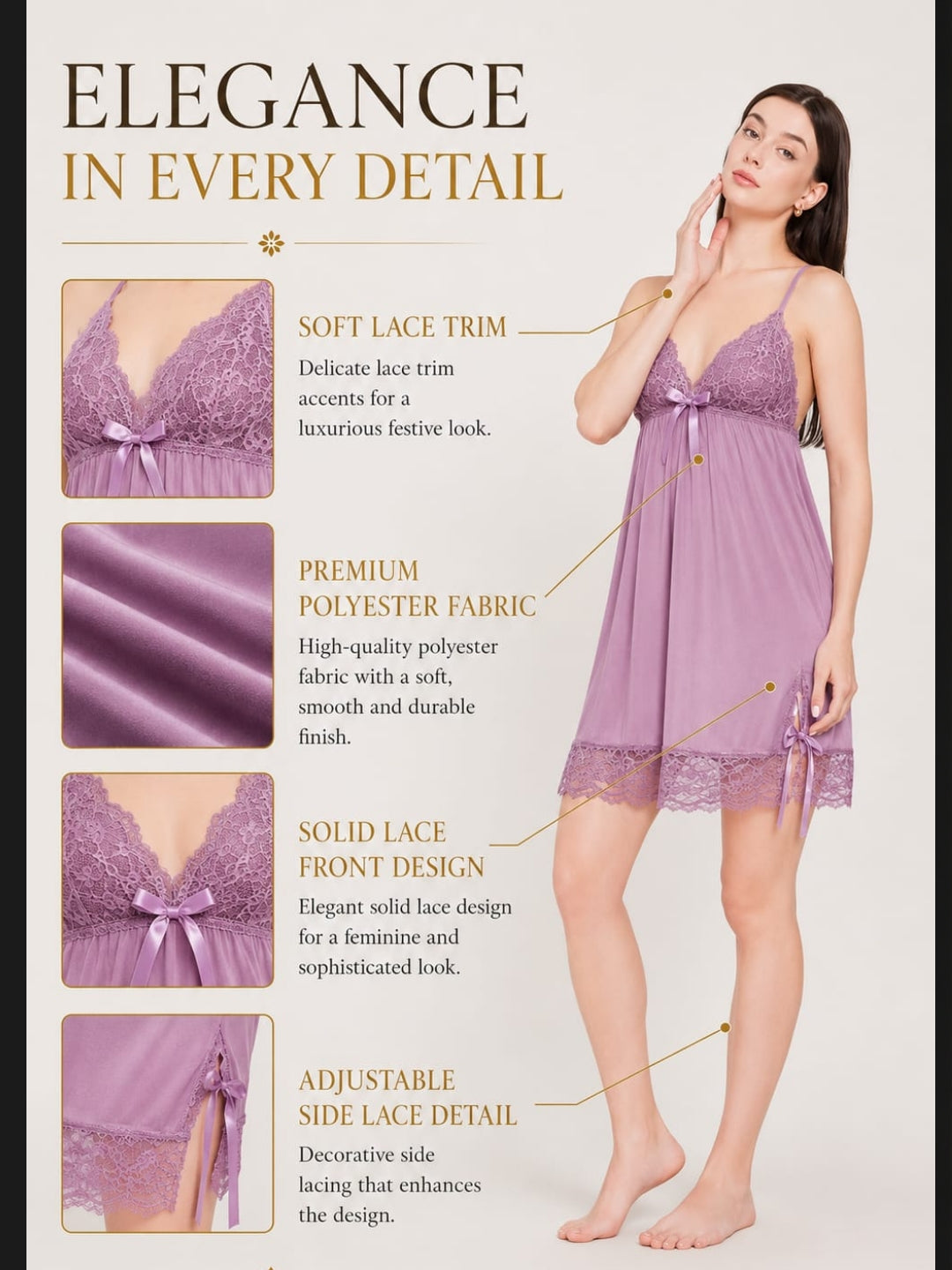 Women's Premium Purple Satin Babydoll Nighty & Robe Set ( KSVRY)