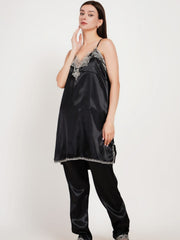 Women's Satin Robe & Pajama Set with Camisole and Shorts – 4 Piece ( ksvry)