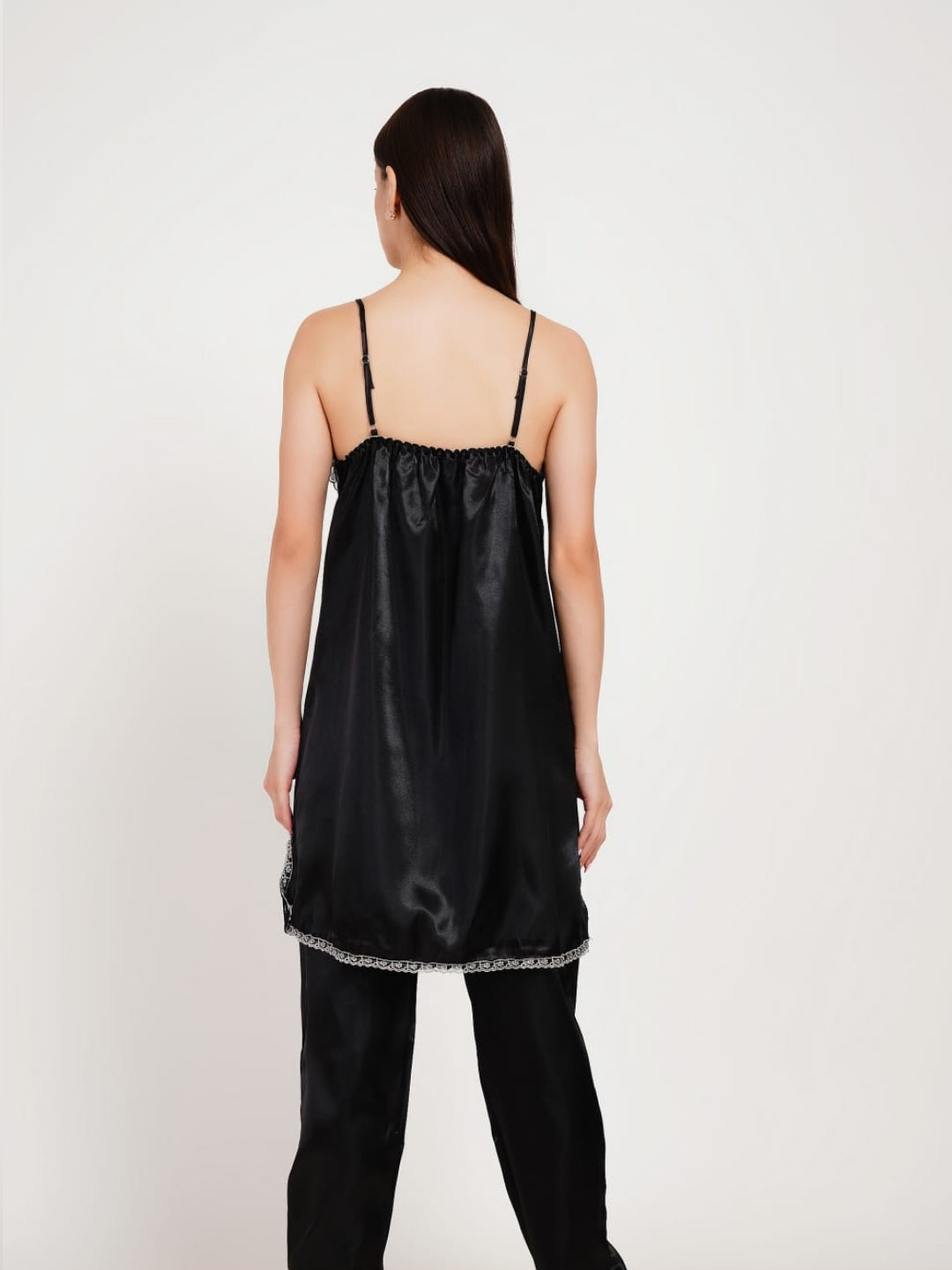 Women's Satin Robe & Pajama Set with Camisole and Shorts – 4 Piece ( ksvry)