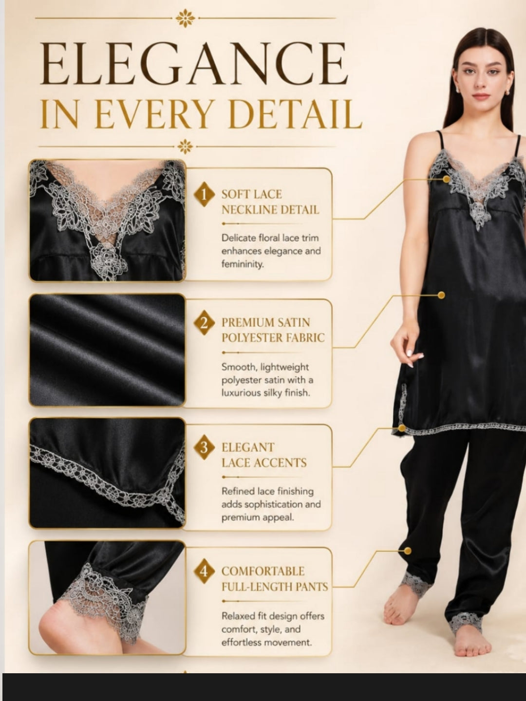 Women's Satin Robe & Pajama Set with Camisole and Shorts – 4 Piece ( ksvry)