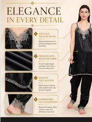 Women's Satin Robe & Pajama Set with Camisole and Shorts – 4 Piece ( ksvry)