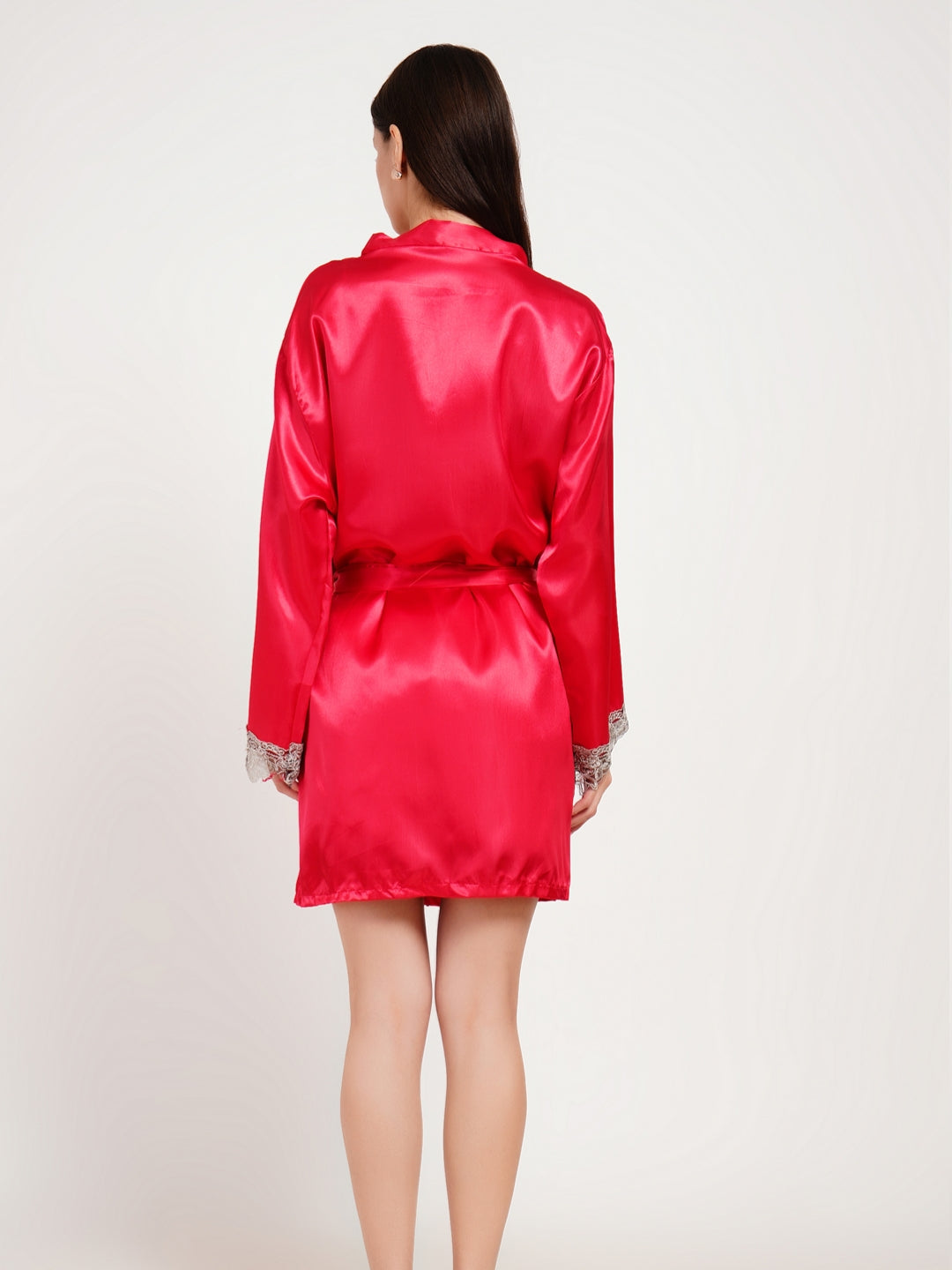 Women's Satin Robe & Pajama Set with Camisole and Shorts – 4 Piece ( ksvry)