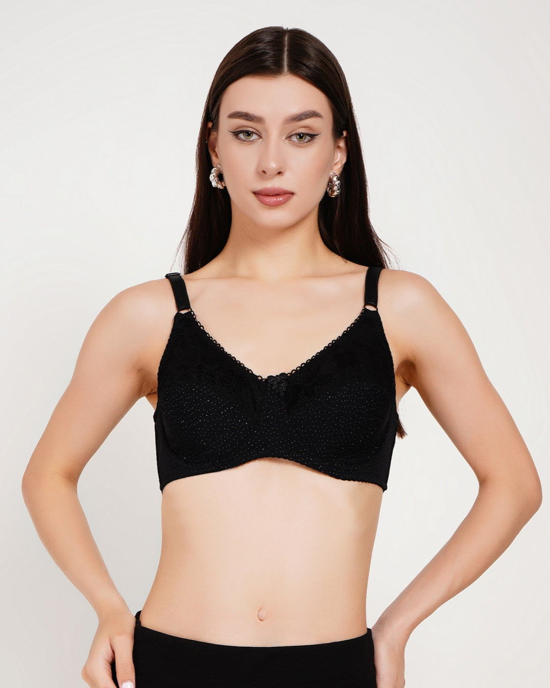 Women's Black Non Padded Everyday Cotton Bra (KSVRY)