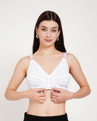 Women's Premium White Lace Full-Coverage Sleep Bra ( KSVRY)