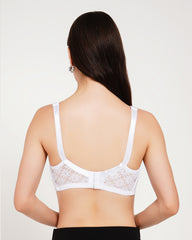 Women's Premium White Lace Full-Coverage Sleep Bra ( KSVRY)