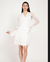 Luxury Satin Nightdress with Sheer Bell-Sleeve Robe ( KSVRY)