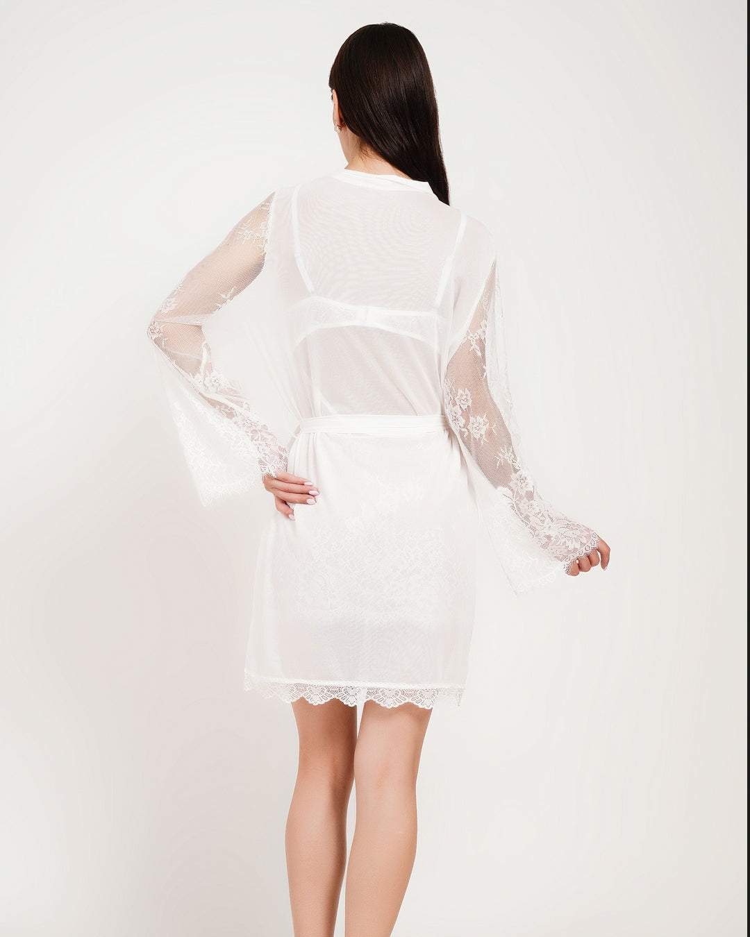 Luxury Satin Nightdress with Sheer Bell-Sleeve Robe ( KSVRY)