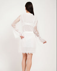 Luxury Satin Nightdress with Sheer Bell-Sleeve Robe ( KSVRY)