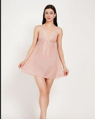 Ultra-Soft Transparent A-Line Babydoll Chemise with Adjustable Spaghetti Straps (KSVRY)