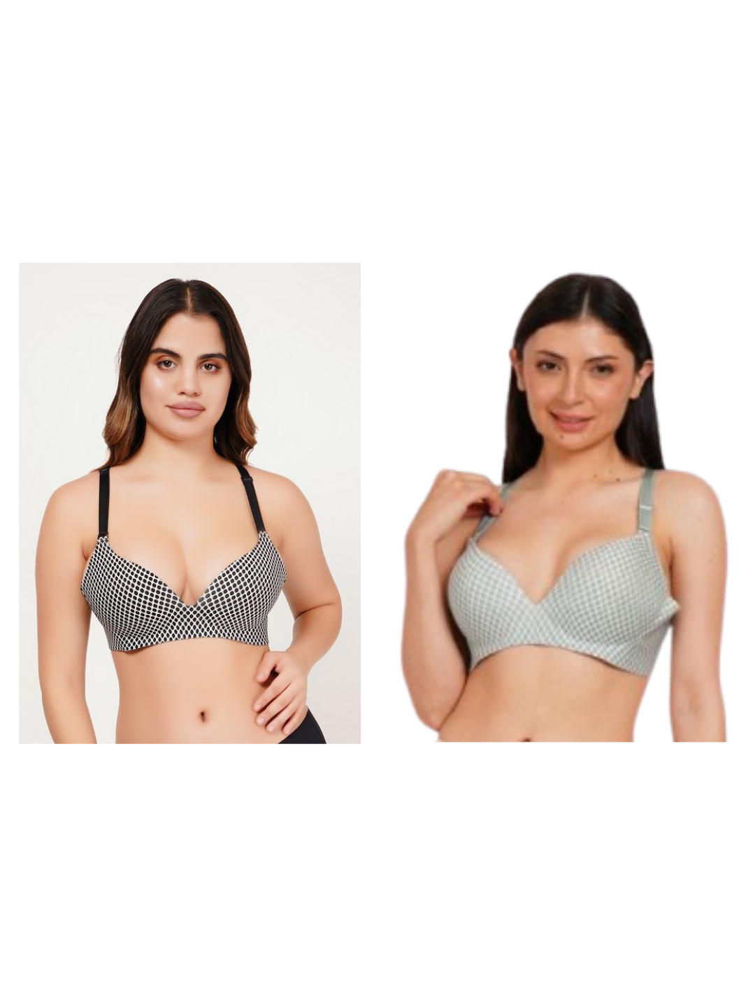 Ksvry Combo Pack of Two Women's Non-Wired Bra Black and Sky Blue Color