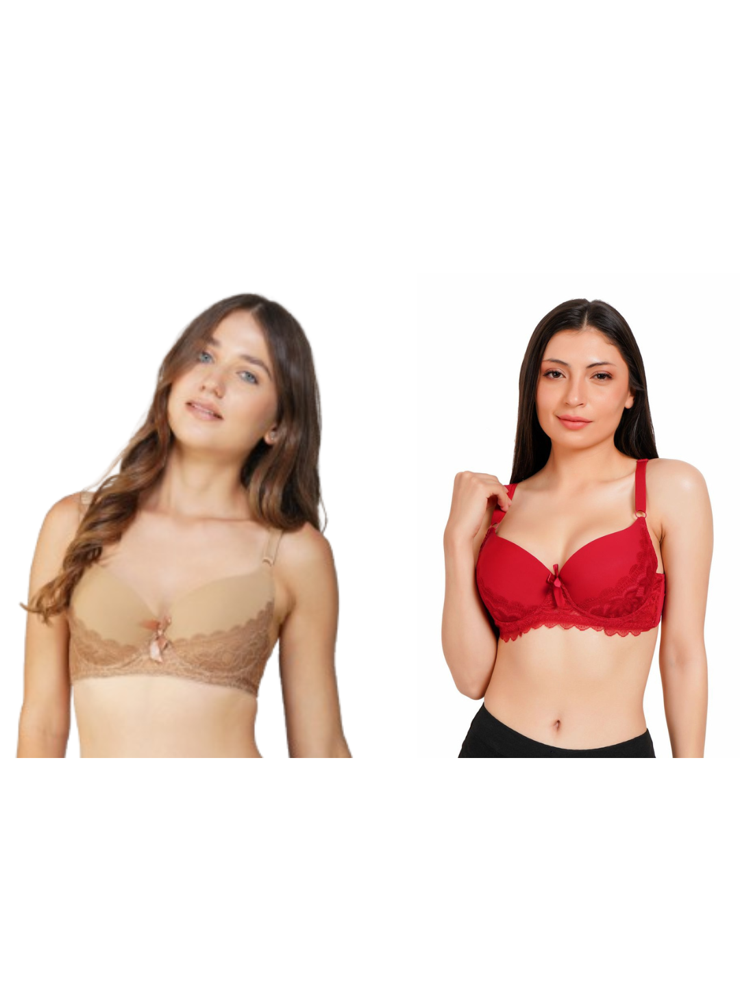 Ksvry Combo Pack of Two Women's Full Cup Push up Bra Maroon and Brown Color