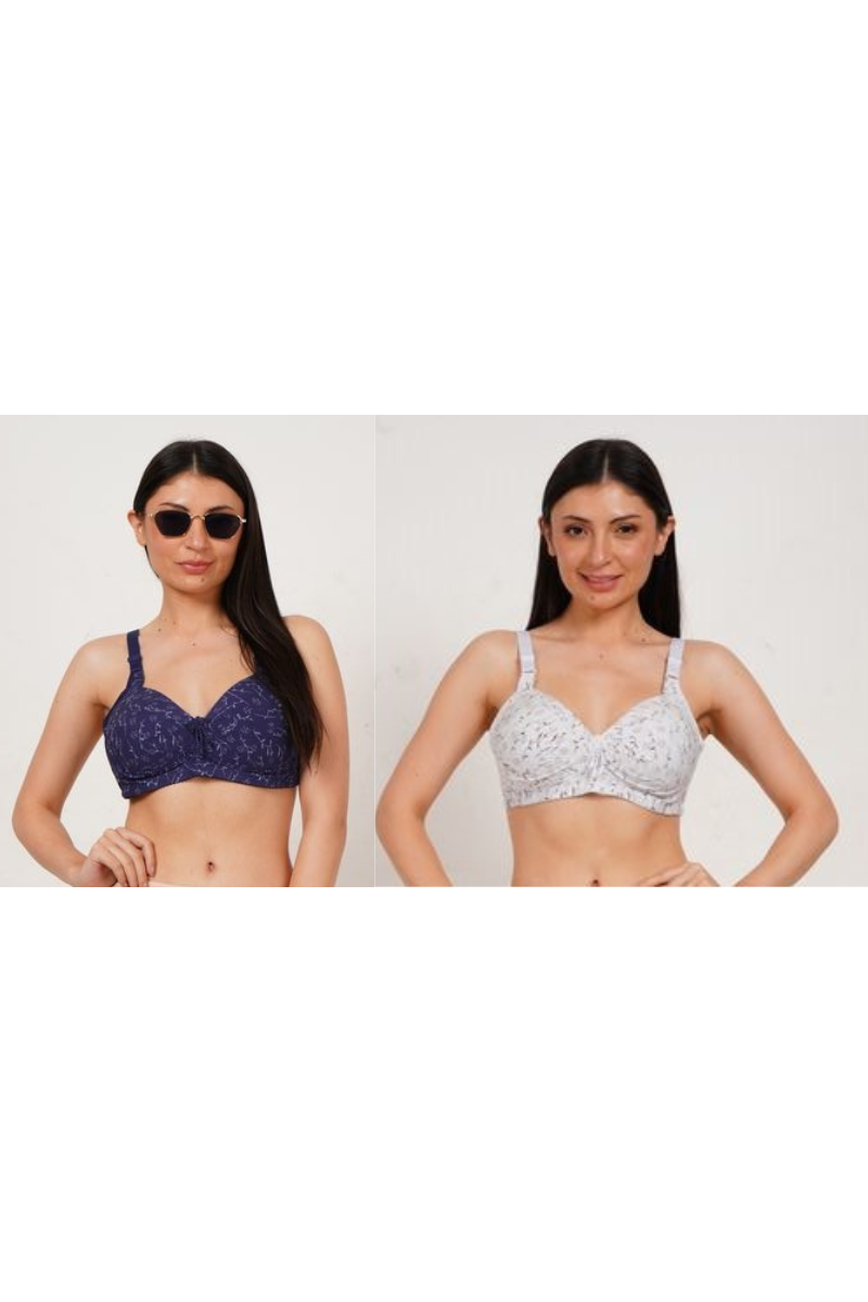 Ksvry Combo Pack of Two Women's Single Padded Bra Dark Blue and White Color