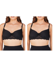 Ksvry Combo Pack of Two Women's Plain With Lace B Cup Bra