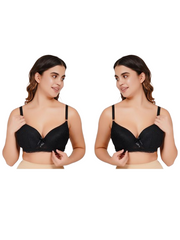 Ksvry Combo Pack of Two Women's Basic Lace Wired Pushup Bra