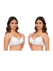 Ksvry Combo Pack of Two Women's Double Padded Bra With Ring and Half Net Lace