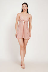 Blush Whisper Lace Babydoll Set with Sheer Robe