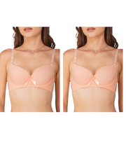 Ksvry Combo Pack of Two Women Elegant Seamless Glossy Gathering Bra
