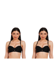 Ksvry Combo Pack of Two Women's Plain With Lace Bra